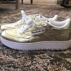 Reebok Club C Double (Women Size 9.5) Sneaker Athletic Shoe Trainer Gold